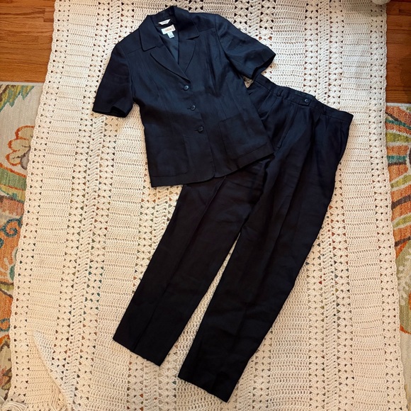 Talbots Vintage Irish Linen Black High-Rise Pleated Trousers Size 6 - altered - Picture 15 of 16